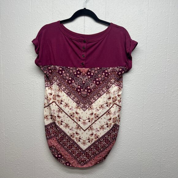 Rewind Mixed Media Bohemian Fairy Lightweight Floral Chiffon Womens Top Small - Picture 1 of 10